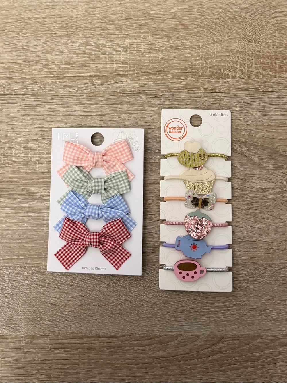 Time and Tru Bow Bag Charms + Wonder Nation Hair Elastics NWT